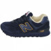 Зимние New Balance 574 Dark Blue/Yellow With Fur